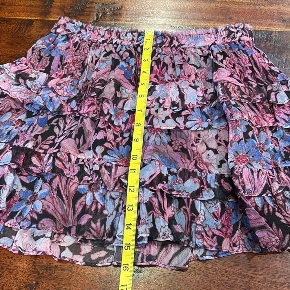 LoveShackFancy Benicia Floral Ruffle Skirt Midnight Light Medium